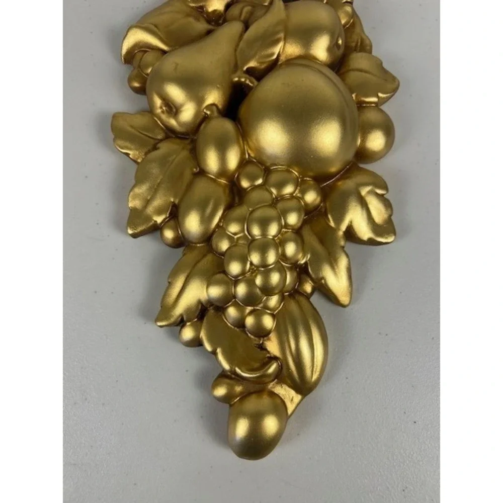 Vintage Roman Art Co Gold Fruit Wall Chalkware Resin Plaque Mid‎ Century 14 Inch